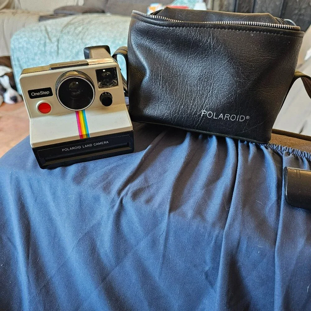 Vintage polaroid one step rainbow camera